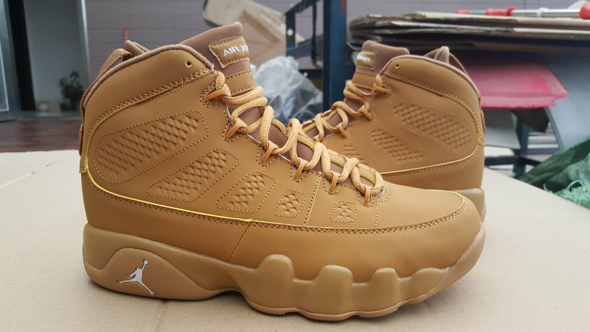 2017 Men Air Jordan 9 All Wheat Yellow Shoes